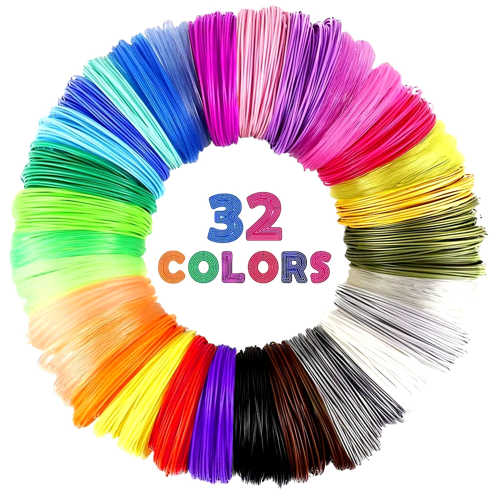 32 Colors 3D Pen Filament 1.75Mm PLA, Each Color 10Feet(3M), Total 320 Feet (96M) 3D Pen Filament Refills, Random Color