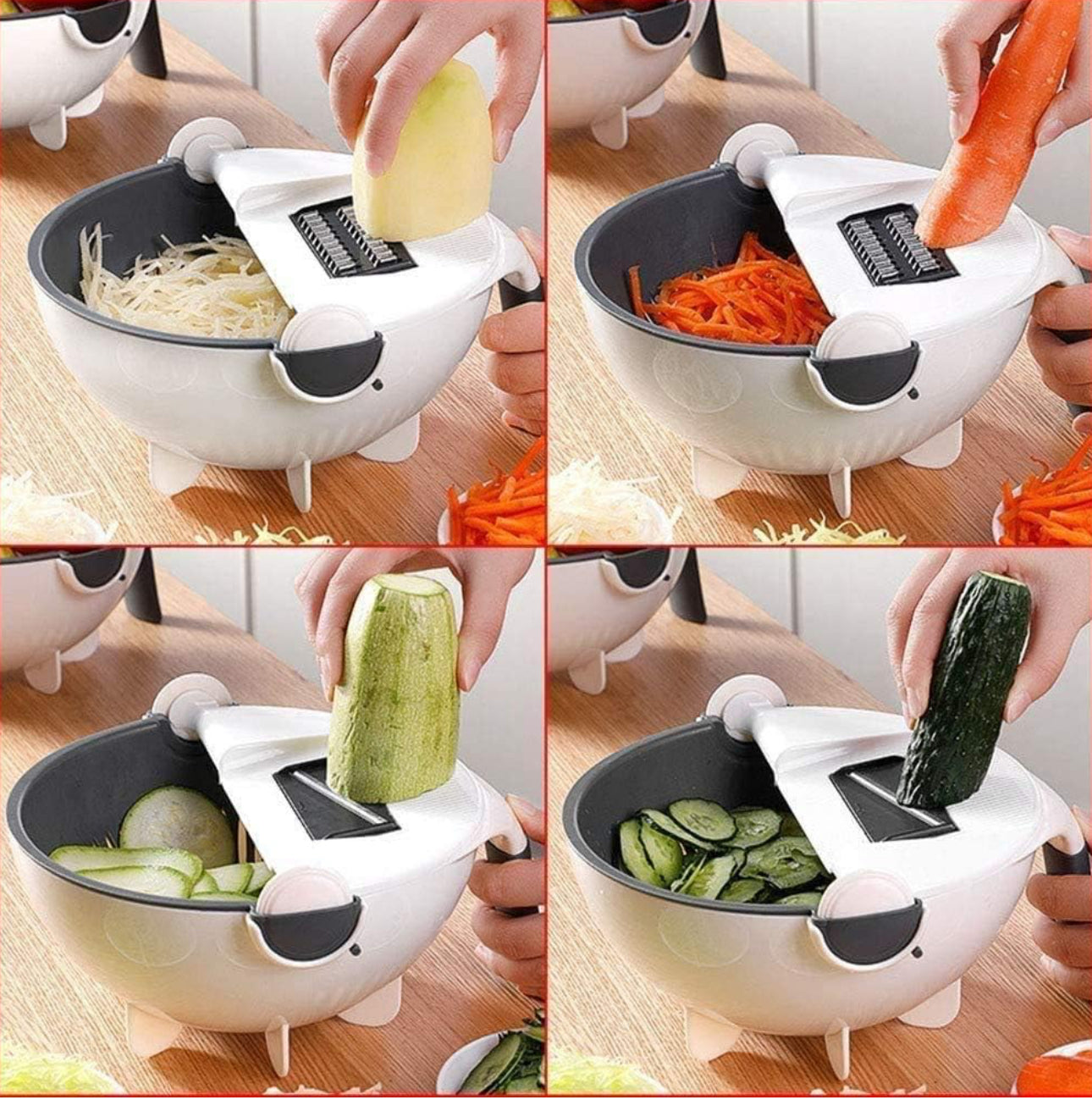 Portable Fruits And Vegetables Cutter And Chopper Set With Rotating Drain Basket