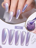 Reflective Cat Eye Gel Nail Polish Magnetic,Semi Permanent Crystal Cat's Eye 6-Color Set