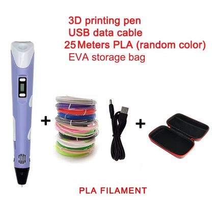 Electronic 3D Printing Pen 25MPLA Long Thread Children'S 3D Graffiti Drawing Tool Drawing Smart Toy DIY Christmas Birthday Gift