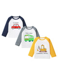 New Arrival Kids Boys Cartoon Print Crew Neck Long Sleeves Color